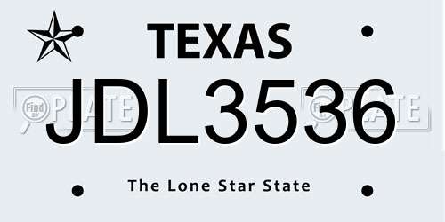 JDL3536 Texas License Plate