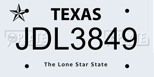 JDL3849 Texas License Plate