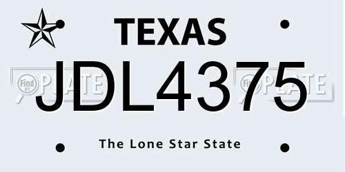 JDL4375 Texas License Plate