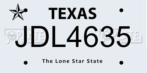 JDL4635 Texas License Plate