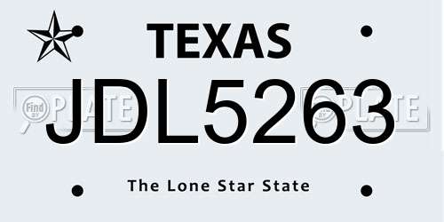 JDL5263 Texas License Plate