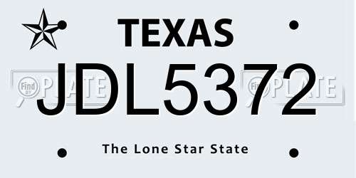 JDL5372 Texas License Plate