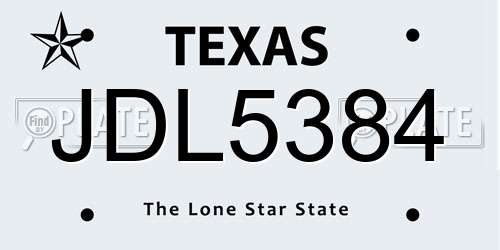 JDL5384 Texas License Plate