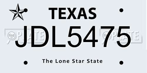 JDL5475 Texas License Plate