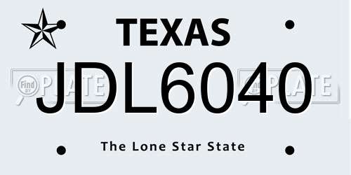 JDL6040 Texas License Plate