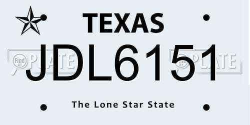 JDL6151 Texas License Plate
