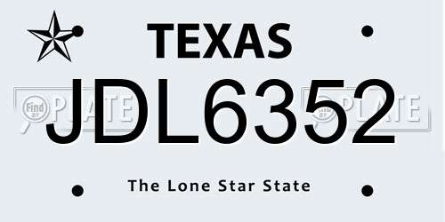 JDL6352 Texas License Plate