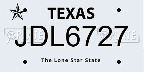 JDL6727 Texas License Plate