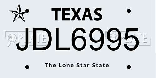 JDL6995 Texas License Plate