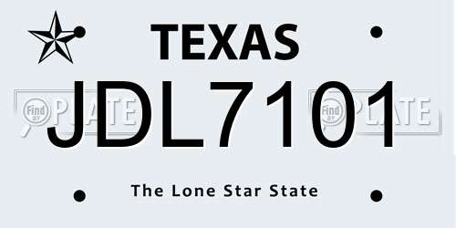 JDL7101 Texas License Plate