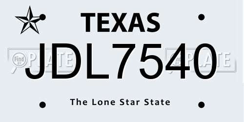 JDL7540 Texas License Plate