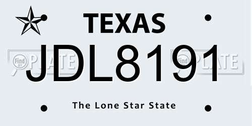 JDL8191 Texas License Plate