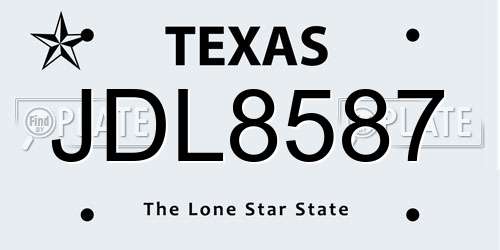JDL8587 Texas License Plate