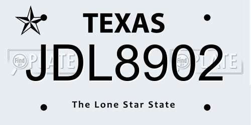 JDL8902 Texas License Plate