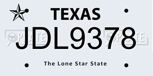 JDL9378 Texas License Plate