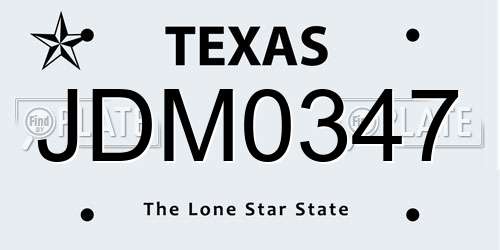JDM0347 Texas License Plate