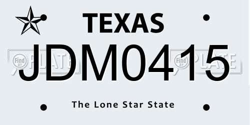 JDM0415 Texas License Plate