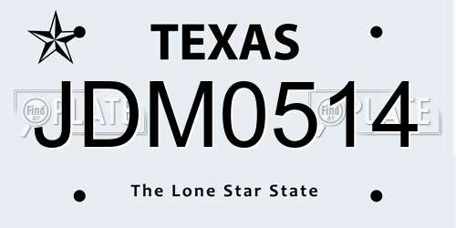 JDM0514 Texas License Plate
