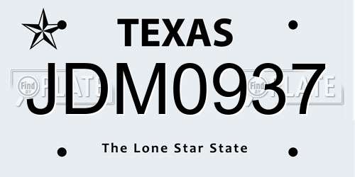 JDM0937 Texas License Plate