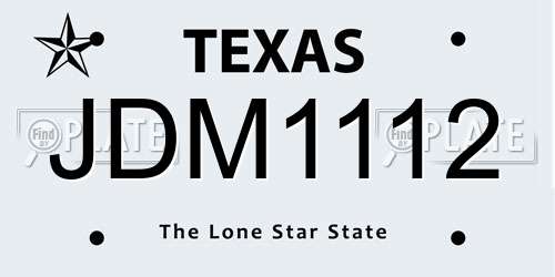 JDM1112 Texas License Plate