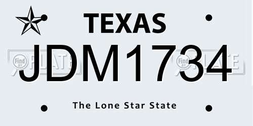 JDM1734 Texas License Plate