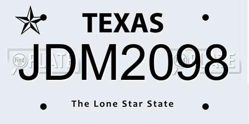 JDM2098 Texas License Plate