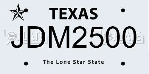 JDM2500 Texas License Plate