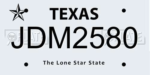 JDM2580 Texas License Plate