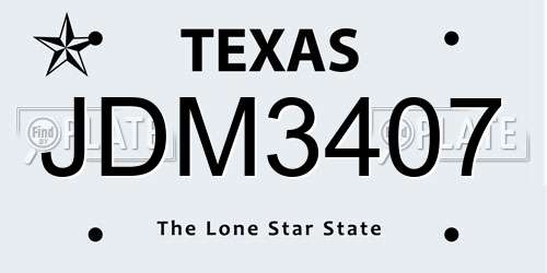 JDM3407 Texas License Plate