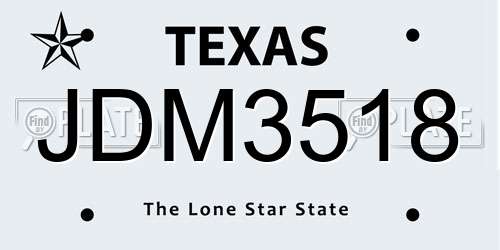 JDM3518 Texas License Plate