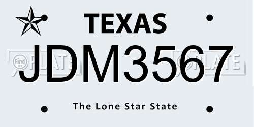 JDM3567 Texas License Plate