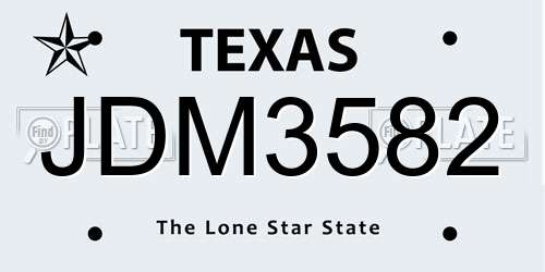 JDM3582 Texas License Plate