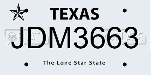 JDM3663 Texas License Plate