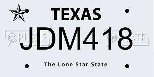 JDM418 Texas License Plate