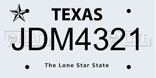 JDM4321 Texas License Plate
