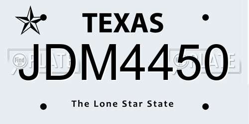 JDM4450 Texas License Plate