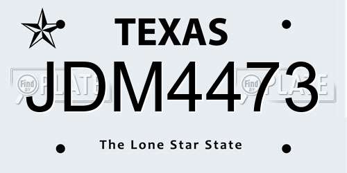 JDM4473 Texas License Plate