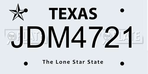 JDM4721 Texas License Plate