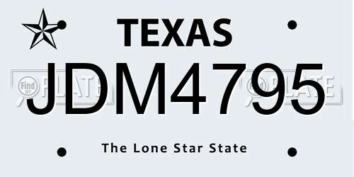JDM4795 Texas License Plate