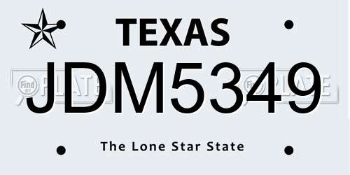JDM5349 Texas License Plate