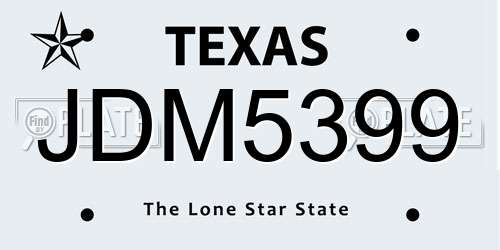 JDM5399 Texas License Plate