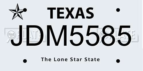 JDM5585 Texas License Plate