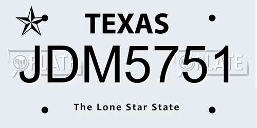 JDM5751 Texas License Plate