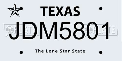 JDM5801 Texas License Plate