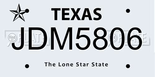 JDM5806 Texas License Plate