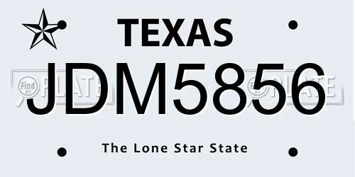 JDM5856 Texas License Plate