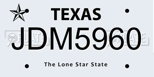 JDM5960 Texas License Plate