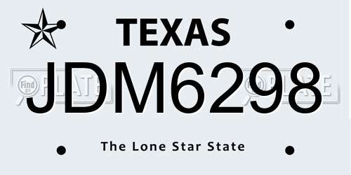 JDM6298 Texas License Plate
