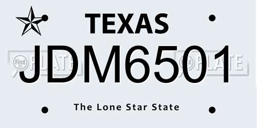 JDM6501 Texas License Plate