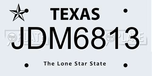 JDM6813 Texas License Plate